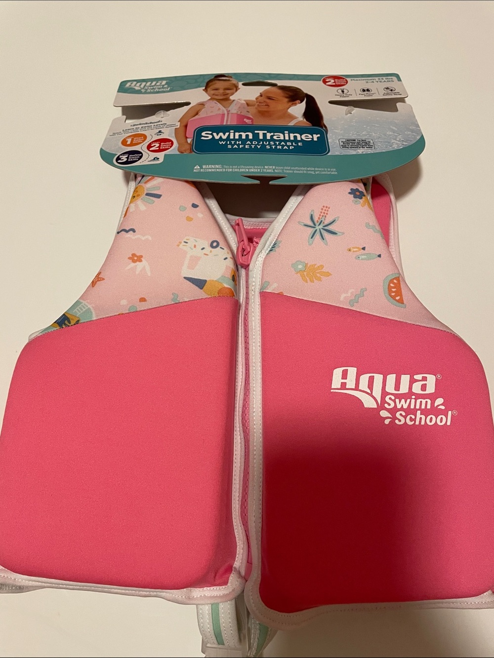 Aqua Swim School Pink Kids 2-4 YEARS Swim Trainer Vest Adjustable Safety Straps